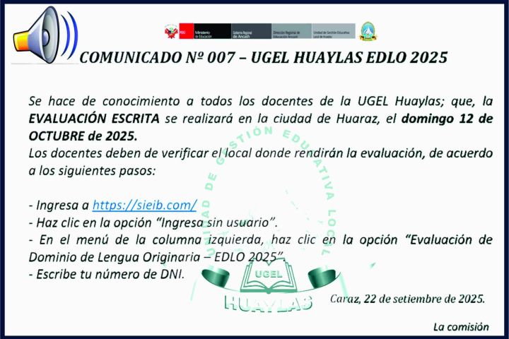 EVALUACIÓN ESCRITA DEL EDLO 2025