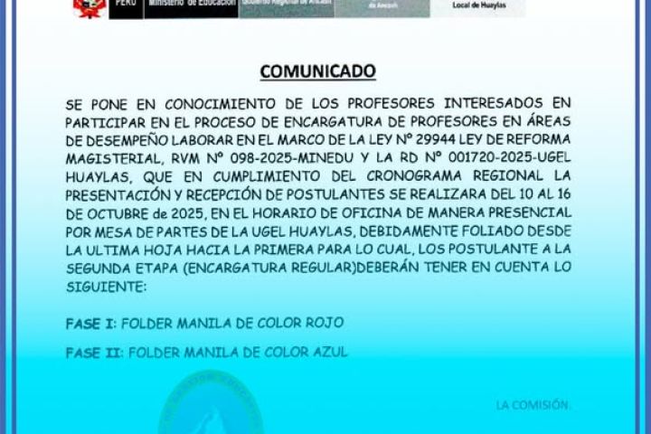Proceso de encargatura de Profesores en Áreas de desempeño laboral RDR 1976